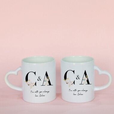 Surprise that beautiful couple or your better half with these personalized Couple Mugs with Initials and Name