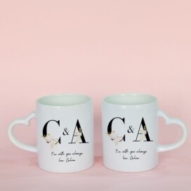 Surprise that beautiful couple or your better half with these personalized Couple Mugs with Initials and Name